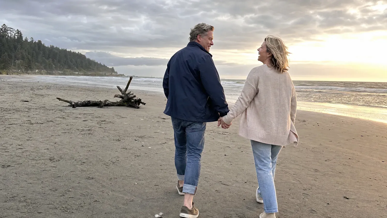 Couple walking on a beach